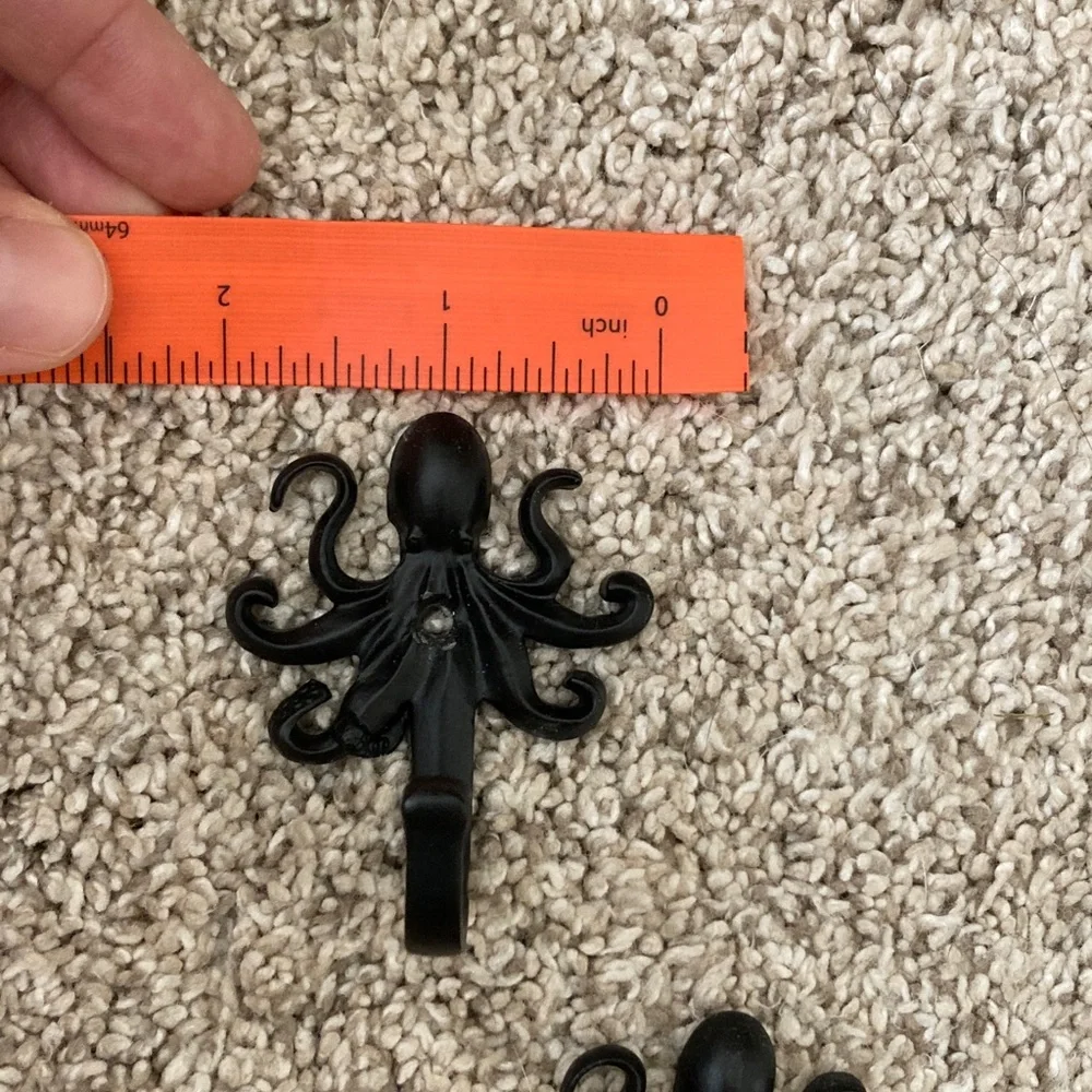 4 Pack Black Octopus Wall Hooks for Keys, Towels, Etc.